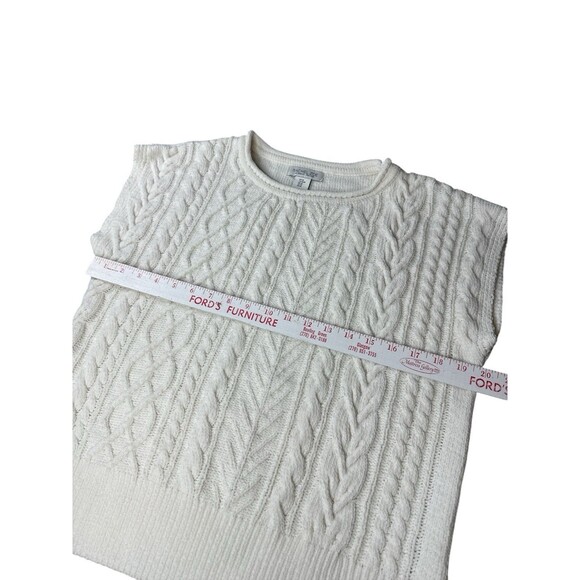 Rachel Zoe Ivory Cable Knit Sweater Vest Medium Sleeveless Chic Layering Piece - Picture 4 of 7